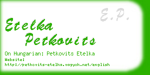 etelka petkovits business card